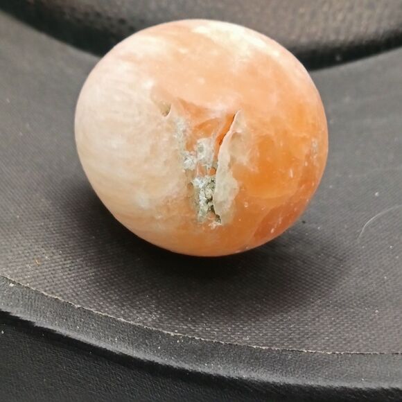 Orange White Polished Stone Egg Paperweight 2.5" Carved Onyx - Picture 8 of 9